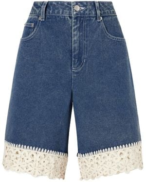 Sea Stasia Crochet-Knit Denim Shorts - Blue