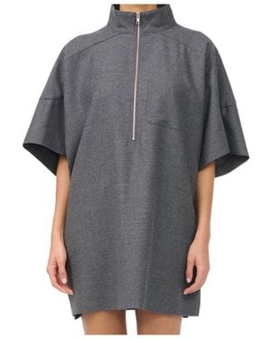MM6 by Maison Margiela Half-Zip Mini Dress - Grey