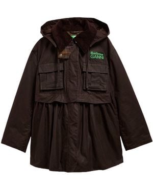 BARBOUR X GANNI Peplum Waxed Cotton Jacket - Black