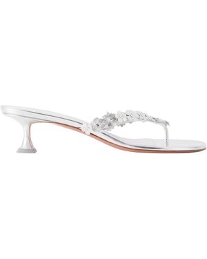 AMINA MUADDI Janis 45 Crystal-Embellished Leather Thong Sandals - White