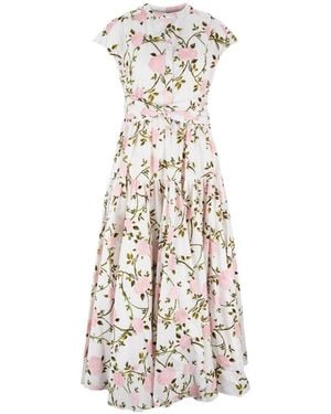 Giambattista Valli Rose-Print Poplin Long Shirt Dress - White