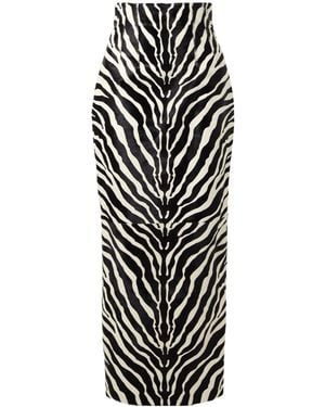 KHAITE Loxley Zebra-Print Calf Hair Midi Skirt - White