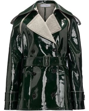 JW Anderson Jw Anderson Coated Denim Short Trench Jacket - Green