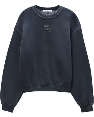 Alexander Wang T By Embellished Hotfix Logo Sweatshirt - Blue