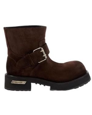 Balenciaga Venom Suede Biker Boots - Brown