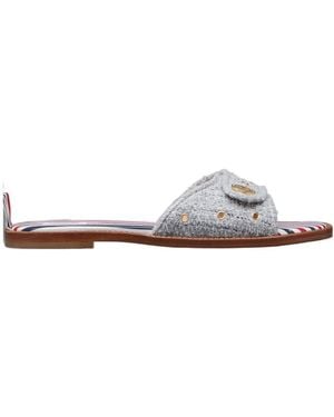 Thom Browne Tweed Slip-On Sandals - White