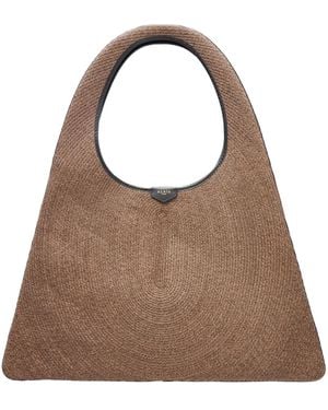 Alaïa Leather-Trimmed Paper Straw Shoulder Bag - Brown