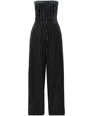 Alex Perry Crystal-Embellished Strapless Velvet Jumpsuit - Black