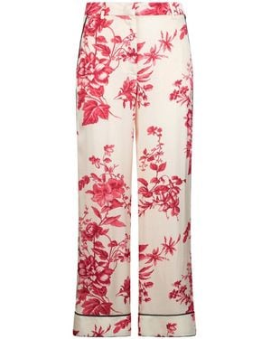 Liu Jo Floral Wide-Leg Trousers - Red