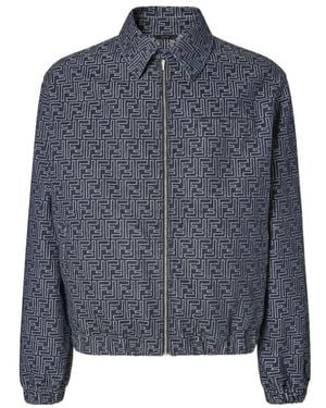Fendi Jacket With Ff Jacquard - Blue