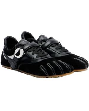 Coperni Leather-Trimmed Suede Trainers - Black