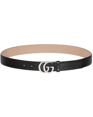 Gucci Gg Running Leather Belt - Gray