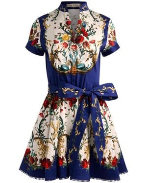 Alice + Olivia Gilded Rose Lucy Short-Sleeve Mini Shirtdress - Blue