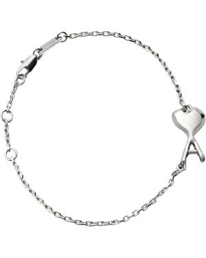 Ami Paris Ami Ami De Coeur Hammered Bracelet - Metallic