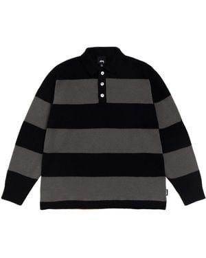 Stussy Pique Knit Stripe Rugby - Black