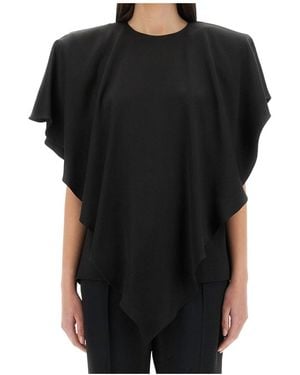 Stella McCartney Asymmetric Layered Lightweight Satin Blouse - Black