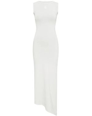 Marine Serre Sleeveless Pearl Logo Midi Dress - White