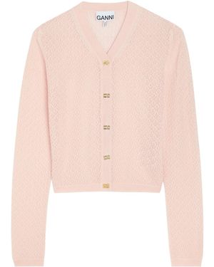 Ganni Simple And Casual Cardigan - Pink