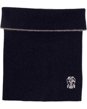 Brunello Cucinelli Ribbed Knit Scarf - Blue