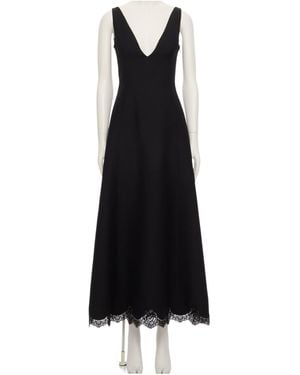 Valentino Lace-Trim V-Neck Dress - Black