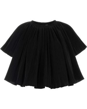 Co. Crinkle Pleated Cape Top - Black