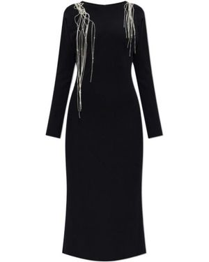 Dries Van Noten Long Sleeved Embellished Dress - Black