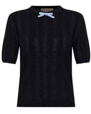 Marni Bow Embellished Knitted Jumper - Black