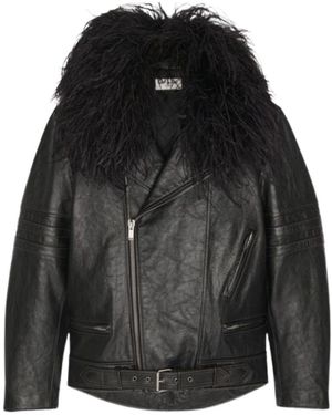 Saint Laurent Long-Sleeved Leather Jacket - Black