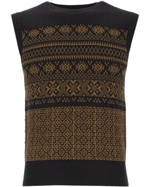 Dries Van Noten Mekele Fair Isle Knit Vest - Black