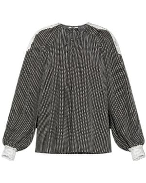 Chloé Chloé Open-Neck Graphic Print Top - Grey