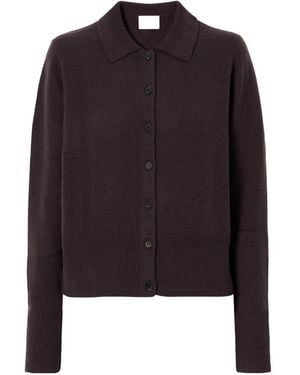 LeKasha Ribbed Cashmere Cardigan - Black