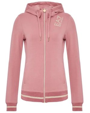 EA7 Logo Hooded Casual Coat - Pink