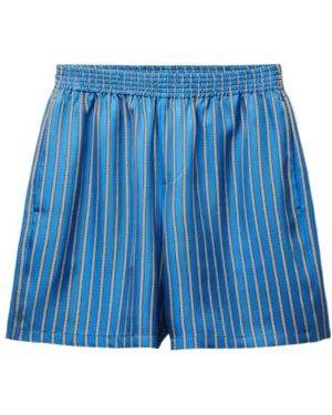 Versace Printed Silk Twill Shorts - Blue