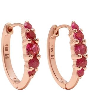 Ileana Makri 18-Karat Rose Ruby Hoop Earrings - Red