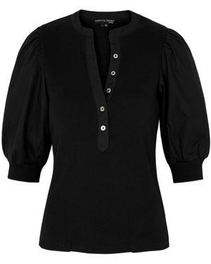 Veronica Beard Ribbed Stretch-Cotton Top - Black