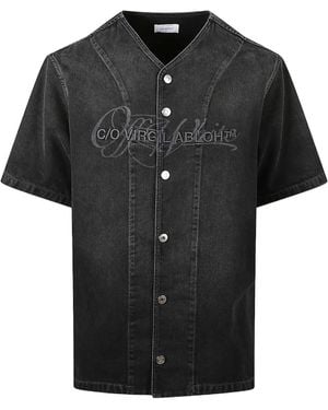 Off-White c/o Virgil Abloh Button-Up Denim Baseball Shirt - Black