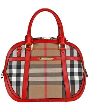 Burberry Checked Handbag - Red