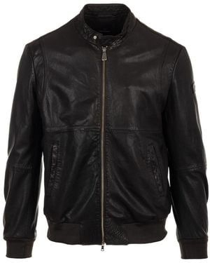 Peuterey Tureia Leather Bomber Jacket - Black