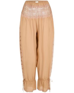 Saint Laurent Stylish Cuffed Casual Trousers - Natural