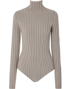 Alaïa High-Neck Knitted Bodysuit - Grey