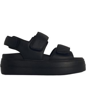 Hogan Straped Round Toe Sandals - Black