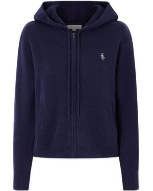 Sporty & Rich Embroidered Cashmere And Wool Blend Cardigan - Blue