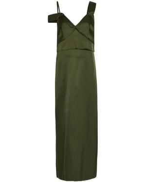 TOTEME V-Neck Satin Midi Slip Dress - Green