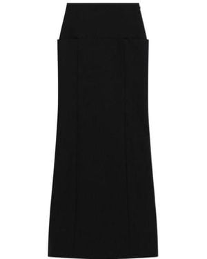 Alberta Ferretti Feather-Trim Midi Skirt - Black