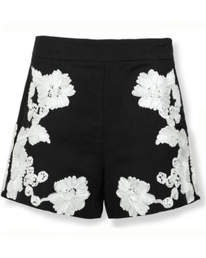 Jonathan Simkhai Sammie Floral Embroidered Shorts - Black