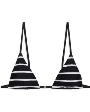 Anine Bing Striped Bikini Top - Black