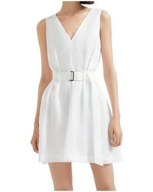 Brunello Cucinelli Belted Sleeveless Dress - White