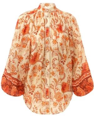 Zimmermann Junie Billow Long-Sleeved Blouse - Orange