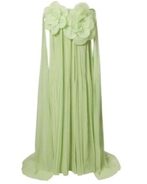 Leo Jaclyn Floral-Appliqué Bustier Gown - Green