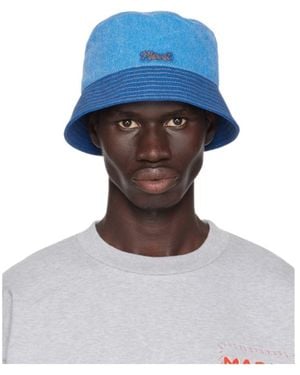 Marni Logo Patch Denim Bucket Hat - Blue